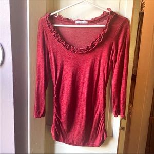 Charlotte Russe red top with neckline ruffle